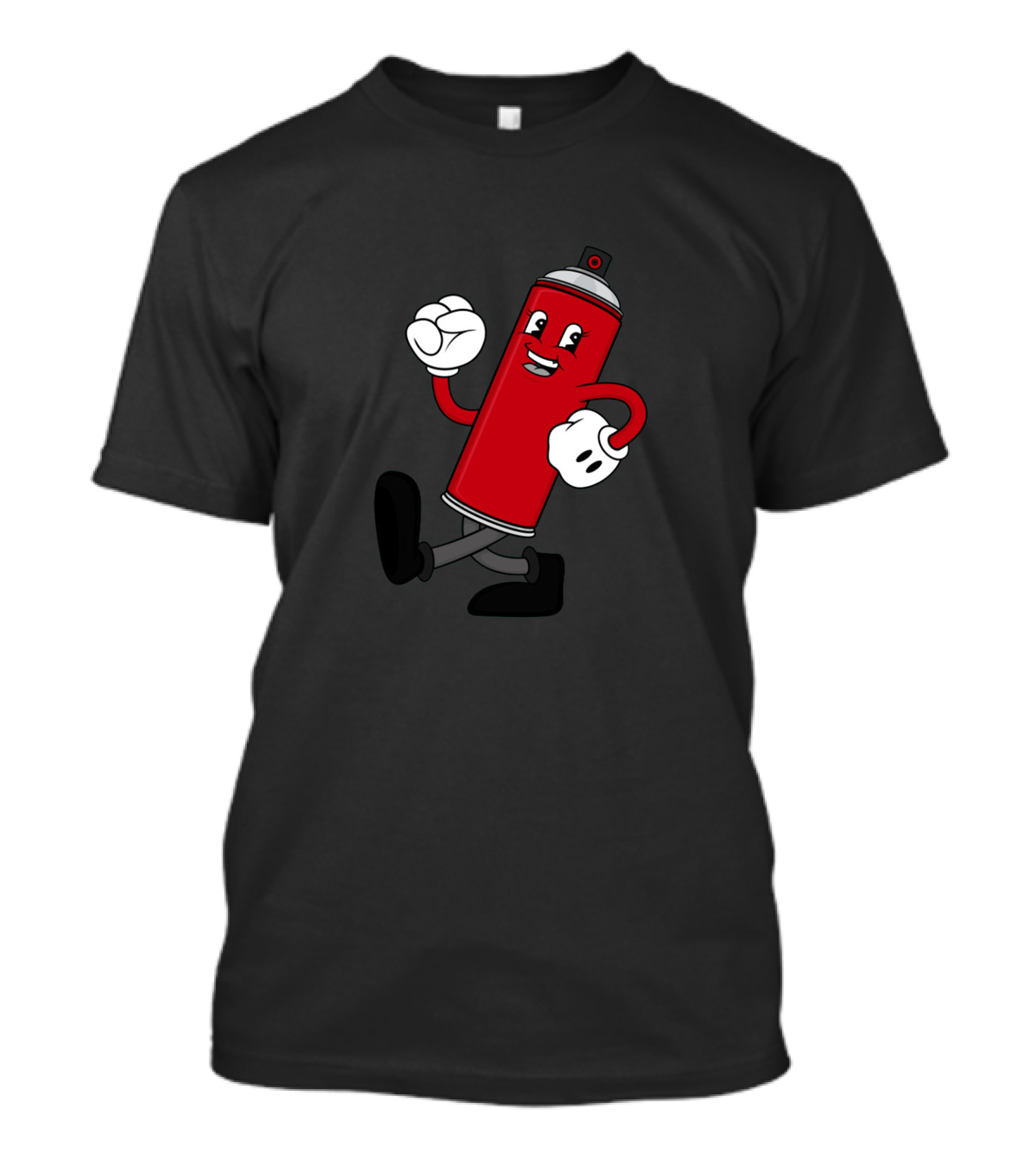 Spray Step Happy Red Cartoon Spray Paint Can Walking T-Shirt