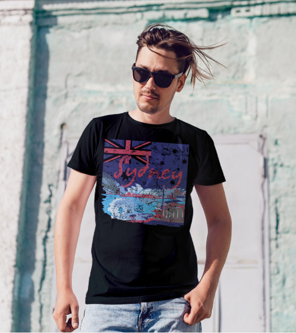 Sydney Australia Flag And Iconic Landmarks Collage T-Shirt