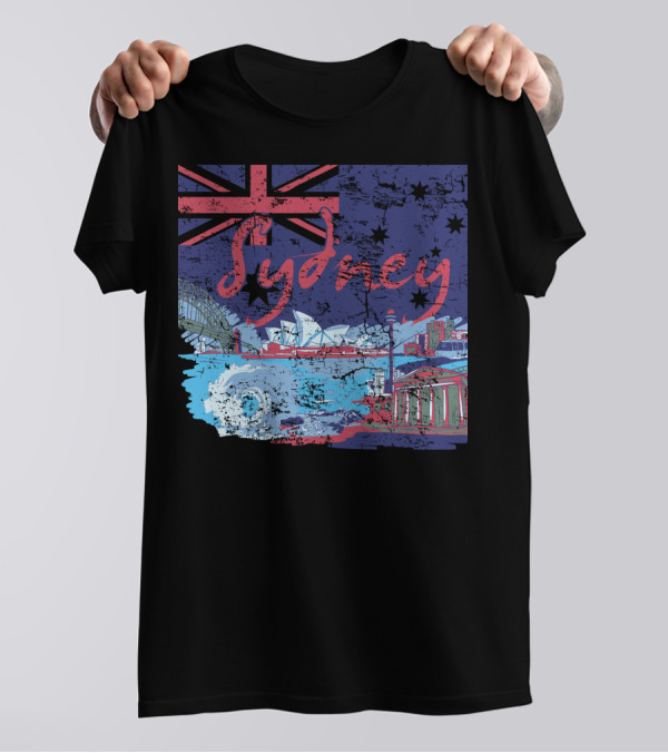 Sydney Australia Flag And Iconic Landmarks Collage T-Shirt