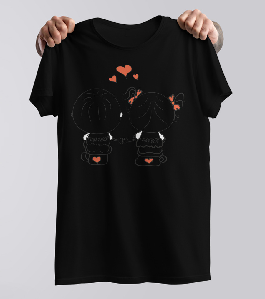 Together ForeverLove Hearts Cute Couple T-Shirt
