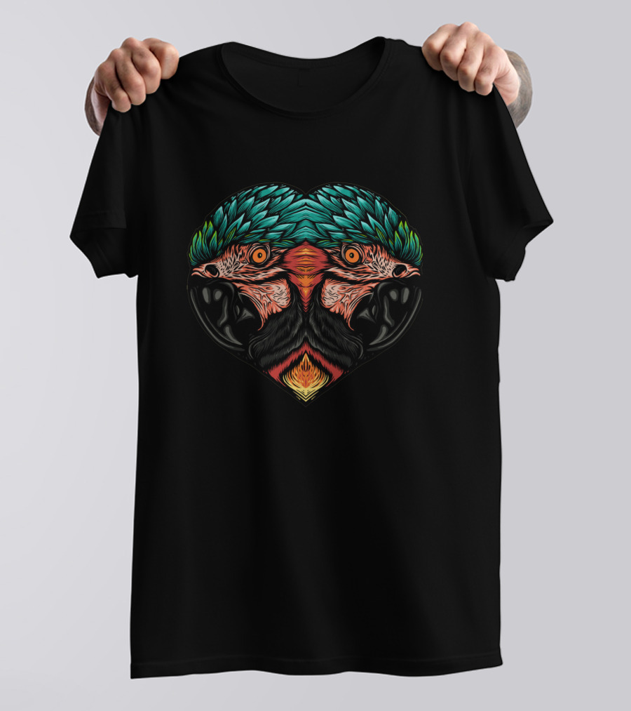 Weird Love Parrot Heart Symmetry T-Shirt