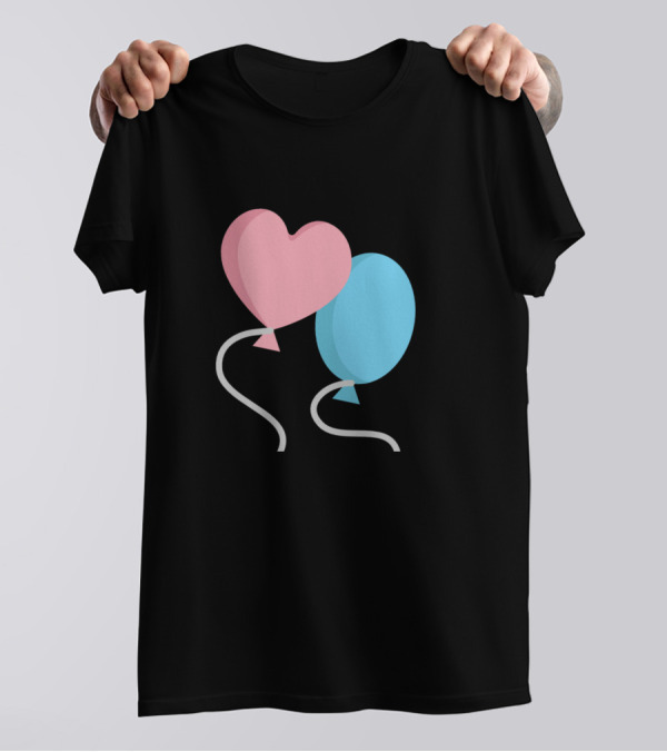 Pink Heart Blue Oval Balloons T-Shirt