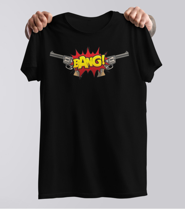 Bang Comic Style Revolver枪对agnostics Match T-Shirt