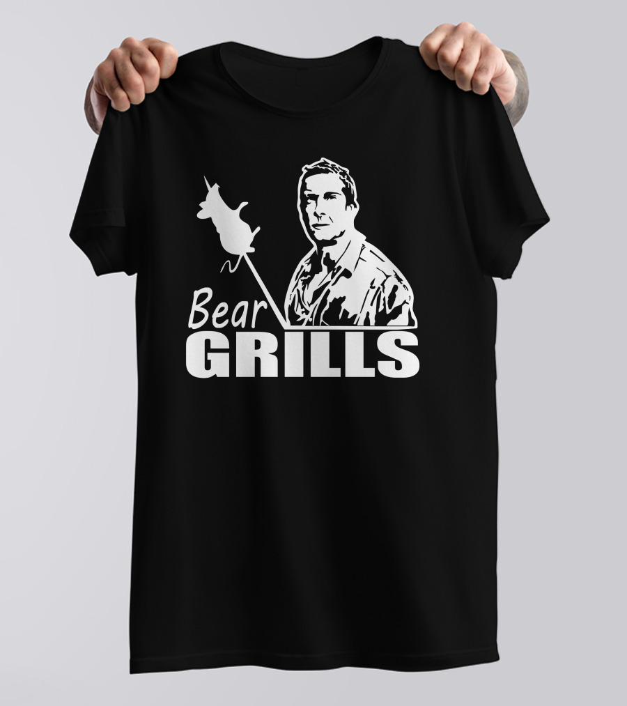 Bear Grills Man Roasting Spit Fire Cookout T-Shirt
