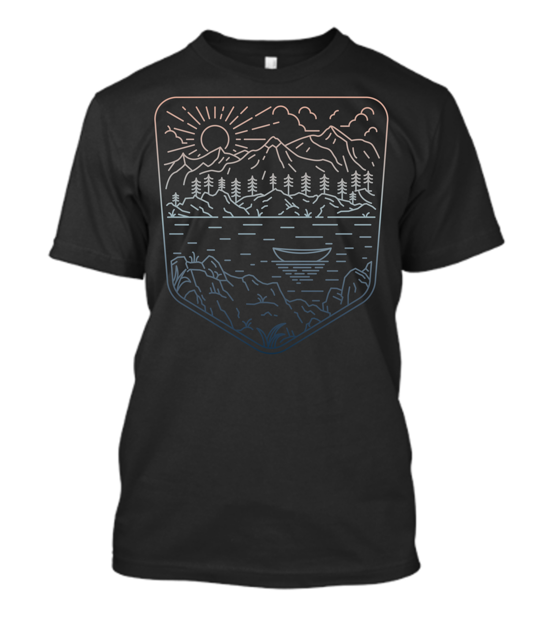 Canoe Lake Sunset With Mountains And Trees T-Shirt