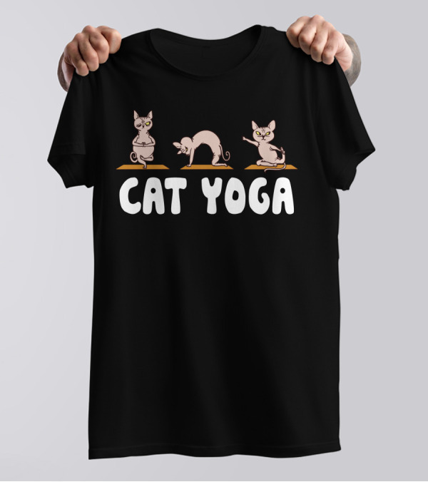 Cat Yoga Dark Humor Feline Poses T-Shirt