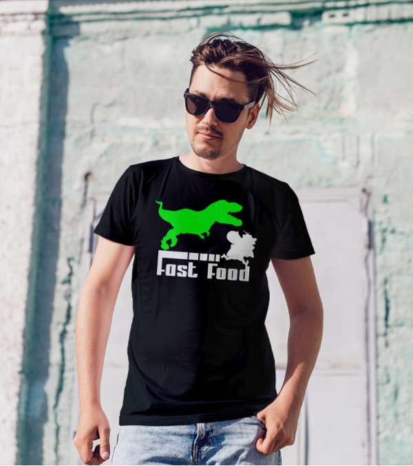 Fast Food Dinosaur Chase Fun T-Shirt