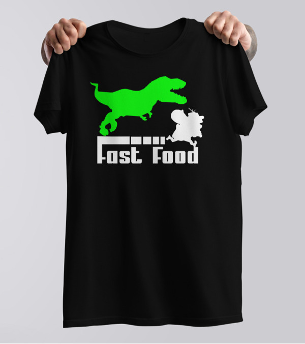 Fast Food Dinosaur Chase Fun T-Shirt