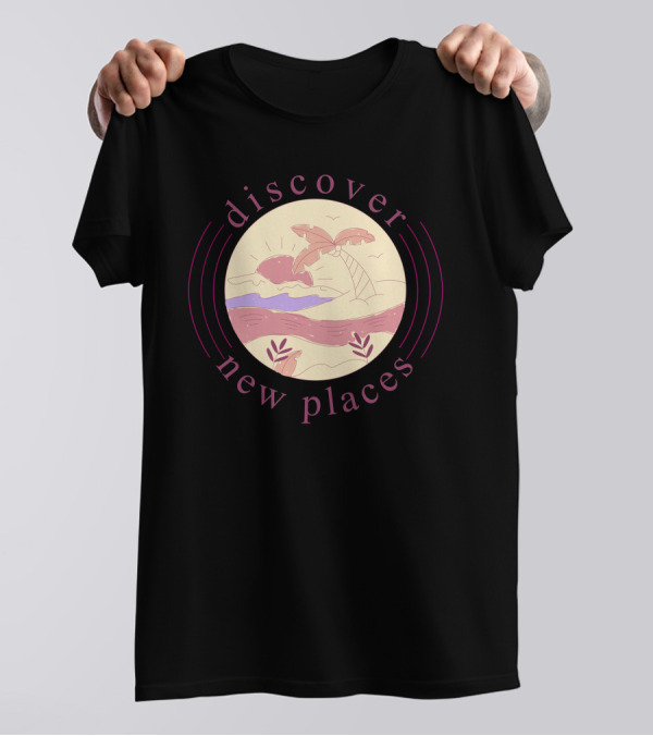 Discover New Places Tropical Sunset And Palm Trees T-Shirt