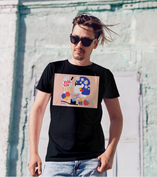 Summer Feels Kesäkuu Ice Cream Flowers And Fruits T-Shirt