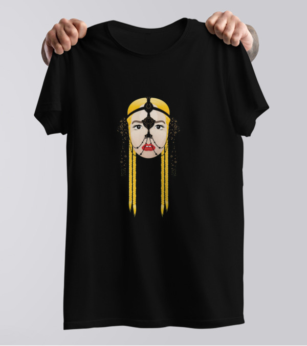 GTA Red Lips Feat Sam Bruno Star Wars Queen Amidala Headpiece Yellow Braids T-Shirt