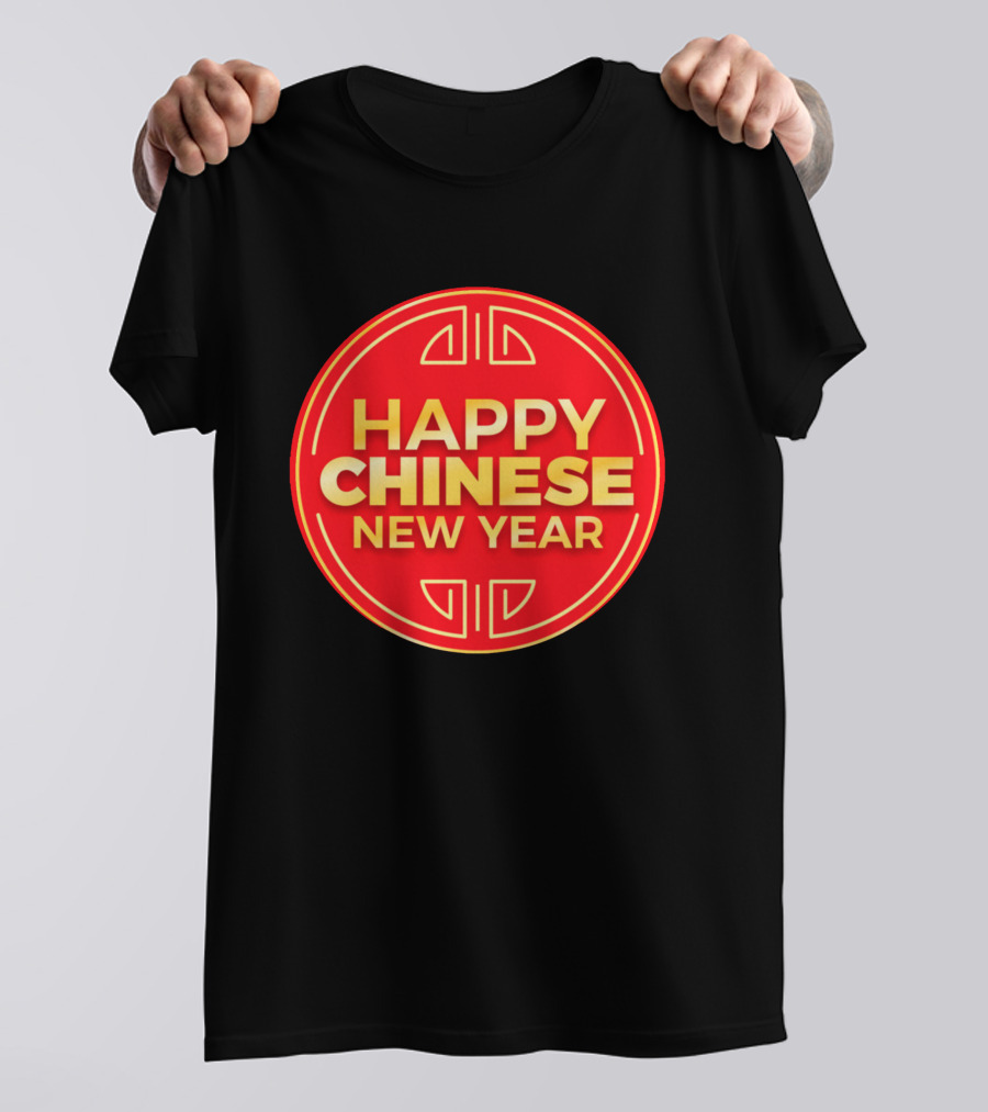 Happy Chinese New Year Red And Gold Circular Emblem T-Shirt
