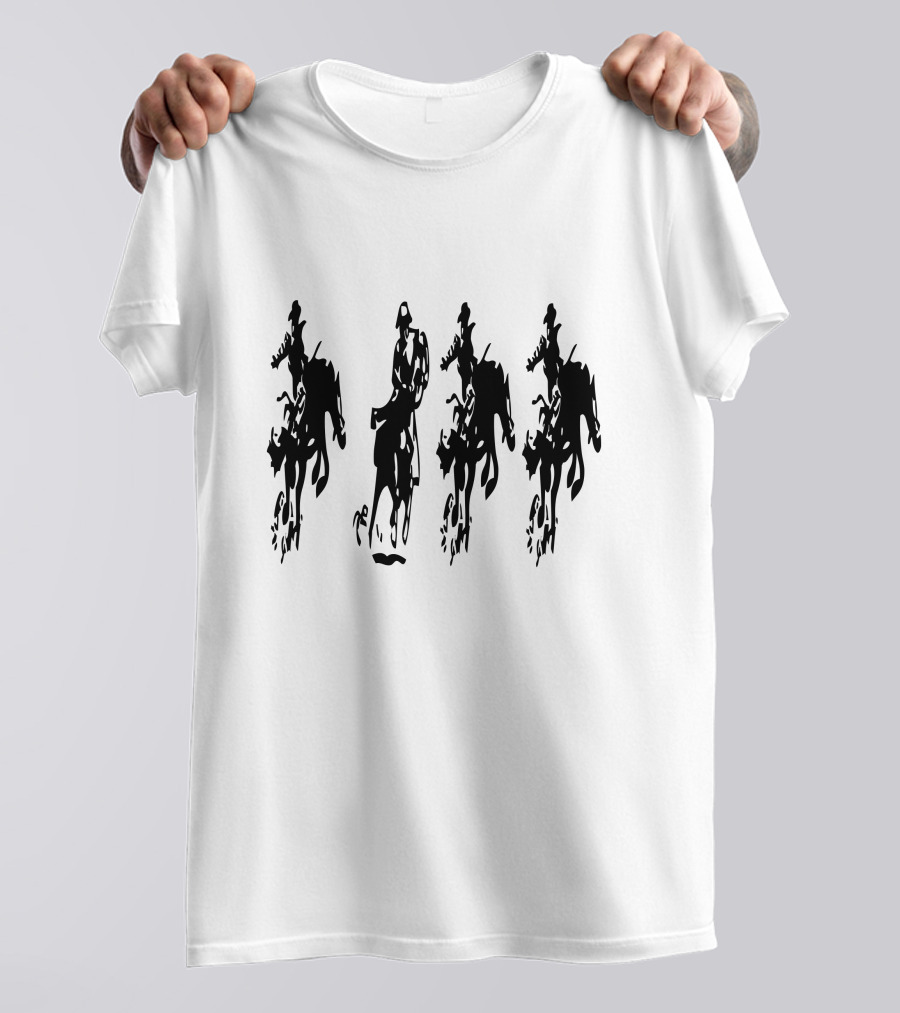 Horse Race Riders Silhouettes Black T-Shirt