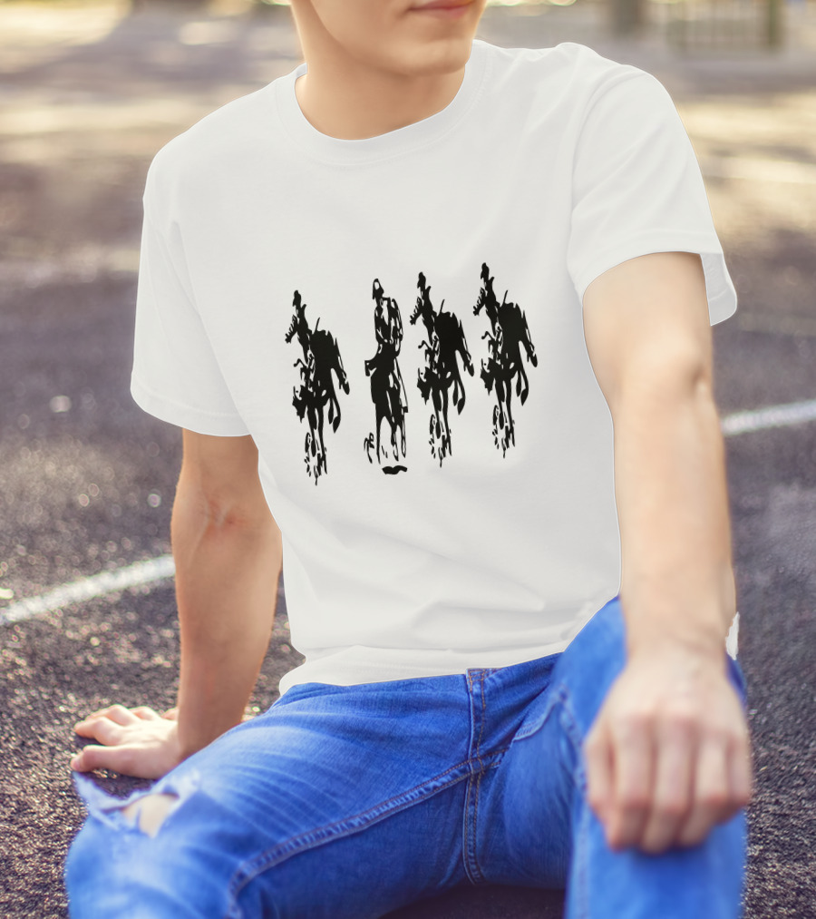 Horse Race Riders Silhouettes Black T-Shirt