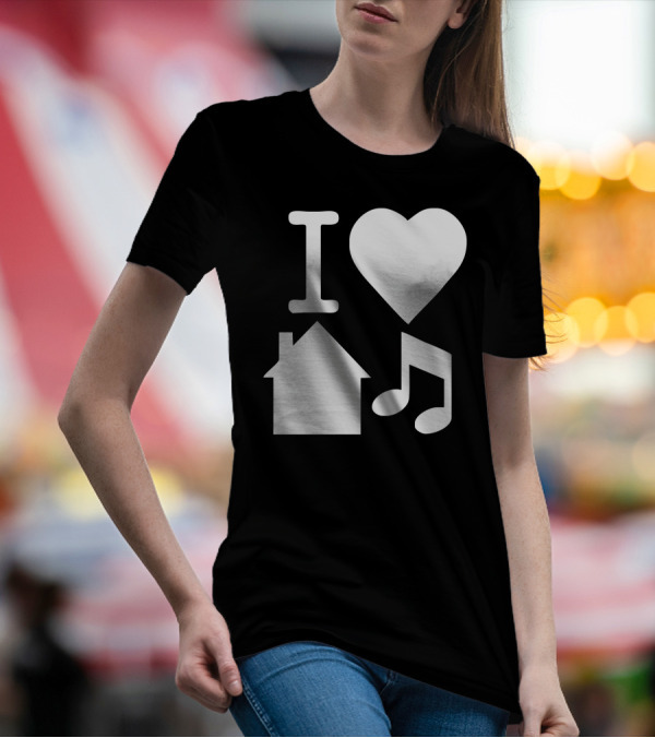 I Love House Music DJ Baseball Icons T-Shirt