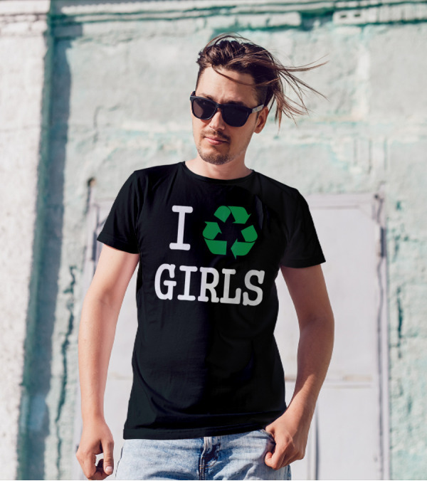 I Recycle Girls Funny Slogan Baseball Jersey T-Shirt