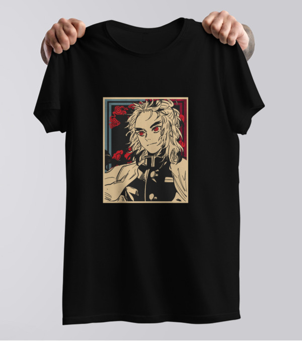Kimetsu No Yaiba Rengoku Kyoujurou Red Blue Aura Roses T-Shirt