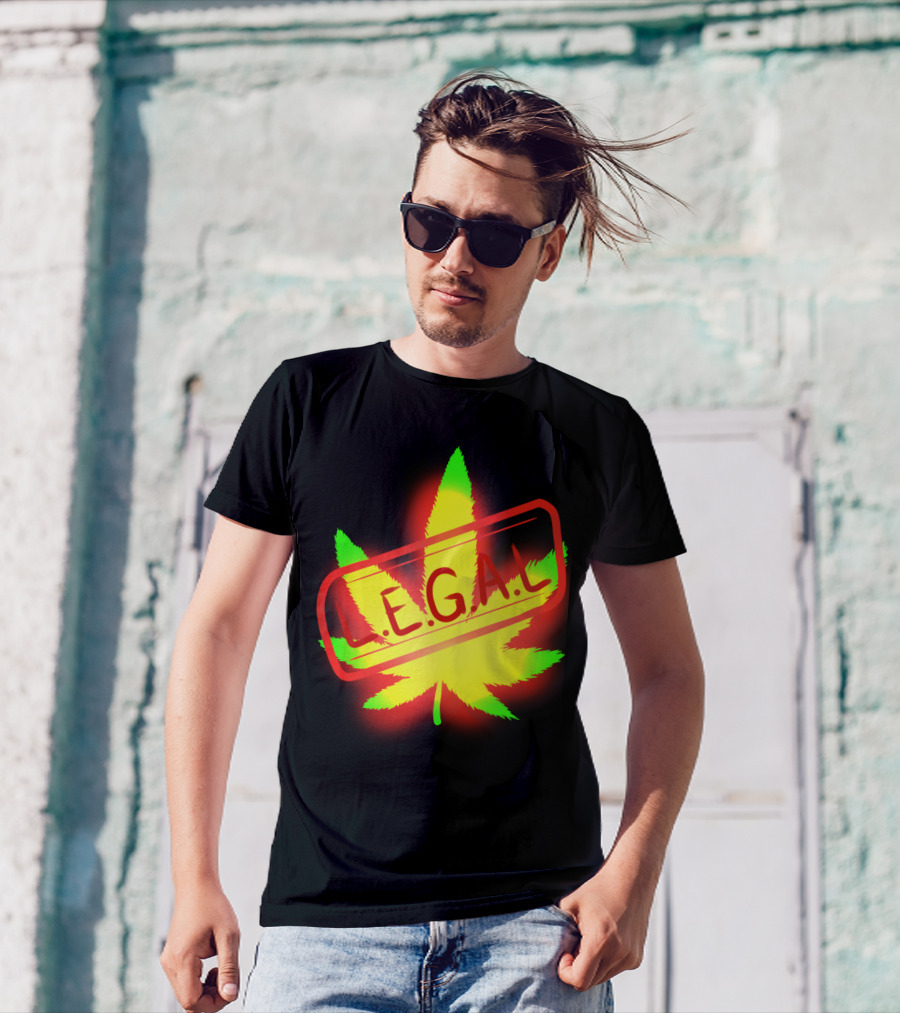 LEGAL Marijuana Leaf Rasta Colors T-Shirt