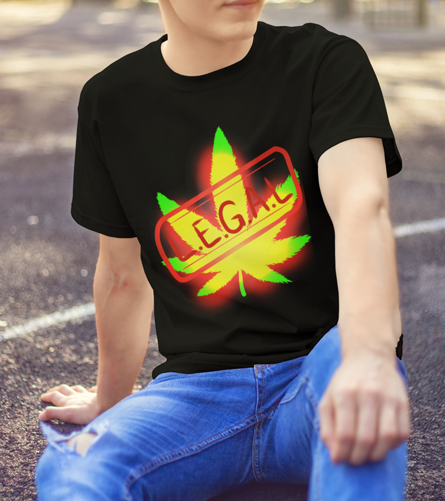 LEGAL Marijuana Leaf Rasta Colors T-Shirt