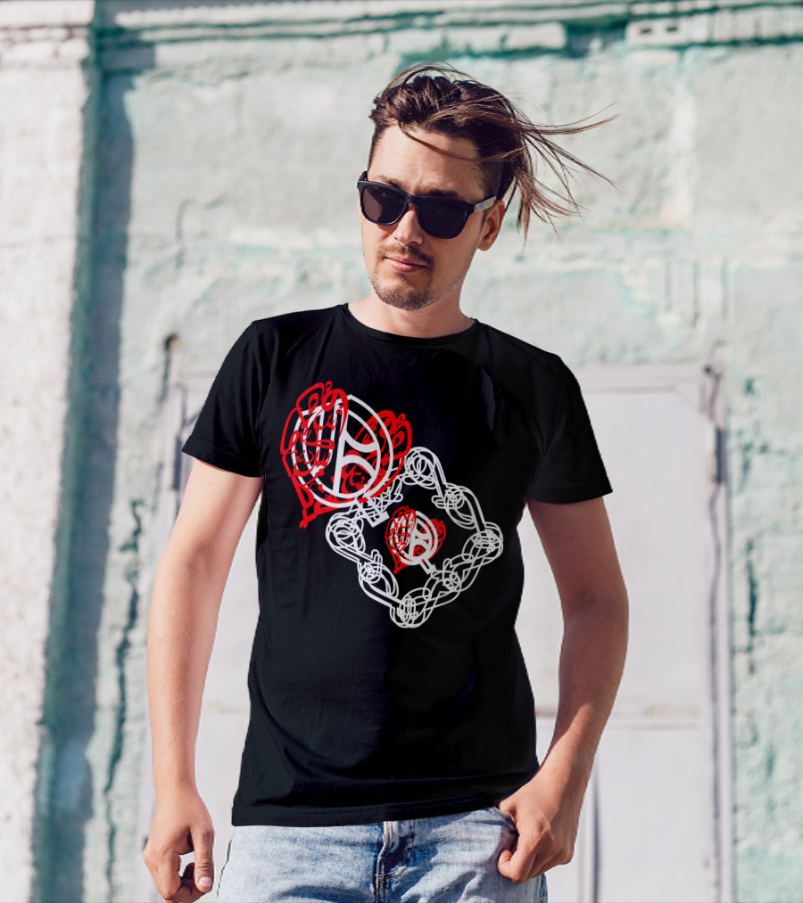 Letter P Calligraphic Red And White Spiral Layers T-Shirt