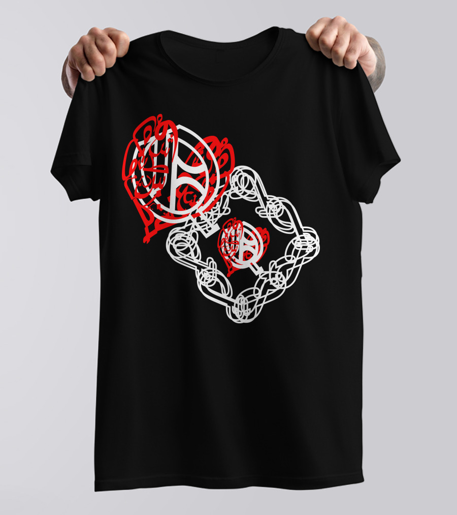 Letter P Calligraphic Red And White Spiral Layers T-Shirt
