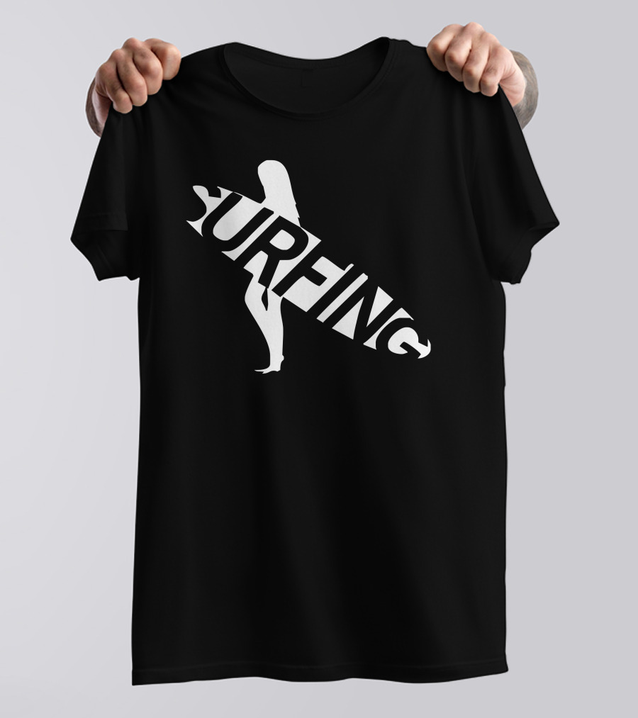 Surfing Silhouette With Surfboard And Figure T-Shirt