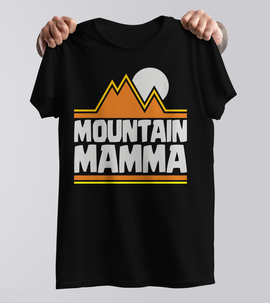 Mountain Mamma Retro Orange Peaks And Sun T-Shirt