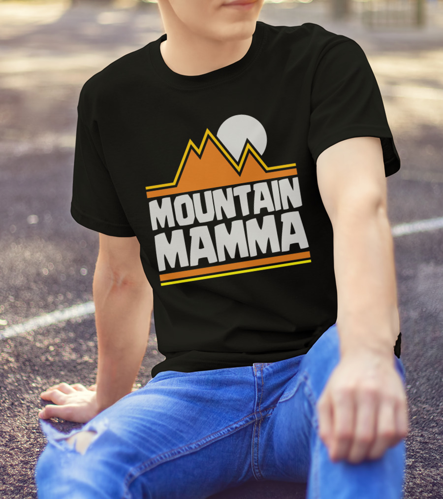 Mountain Mamma Retro Orange Peaks And Sun T-Shirt
