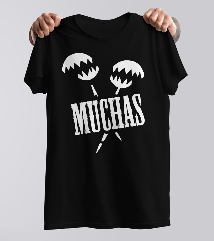 Muchas Maracas Logo With Black And White Maracas T-Shirt