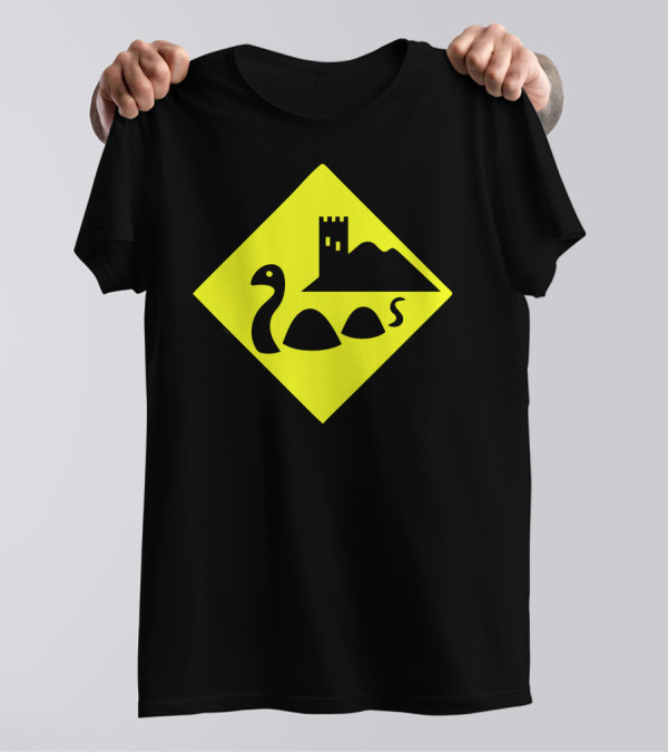 Nessie Scotland Loch Ness Warning Sign Castle T-Shirt