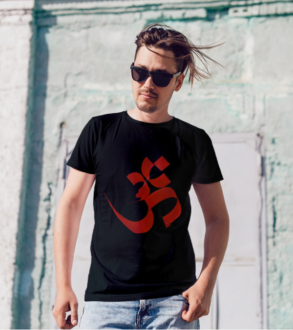 Om Symbol Red Bold Script T-Shirt