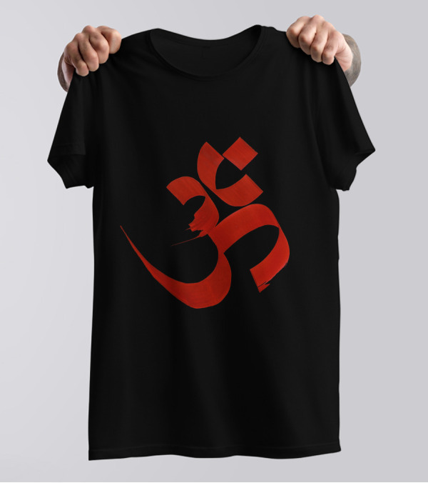 Om Symbol Red Bold Script T-Shirt