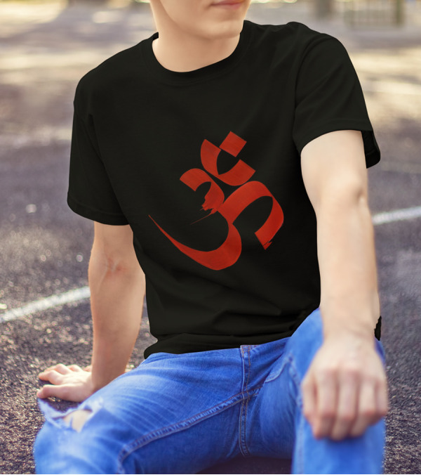 Om Symbol Red Bold Script T-Shirt