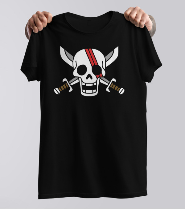 One Piece Shanks Jolly Roger Skull And Crossed Swords Emblem T-Shirt