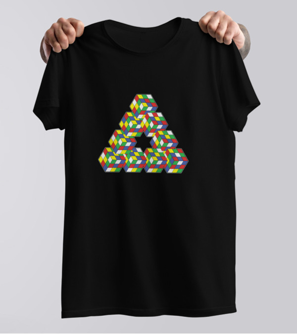 Penrose Triangle Rubik's Cubes Optical Illusion T-Shirt