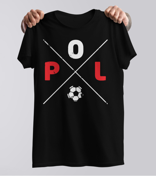 Poland Soccer Ball POL Text Cross T-Shirt