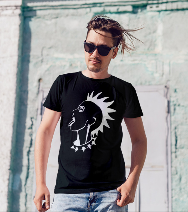 Punk Rock Girl Mohawk Spike Choker Ska Band T-Shirt