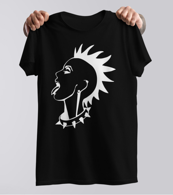 Punk Rock Girl Mohawk Spike Choker Ska Band T-Shirt