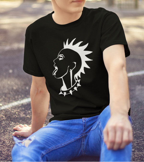 Punk Rock Girl Mohawk Spike Choker Ska Band T-Shirt