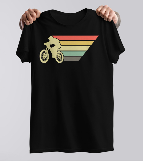 Retro Mountain Bike Downhill Striped T-Shirt