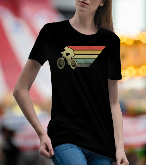 Retro Mountain Bike Downhill Striped T-Shirt