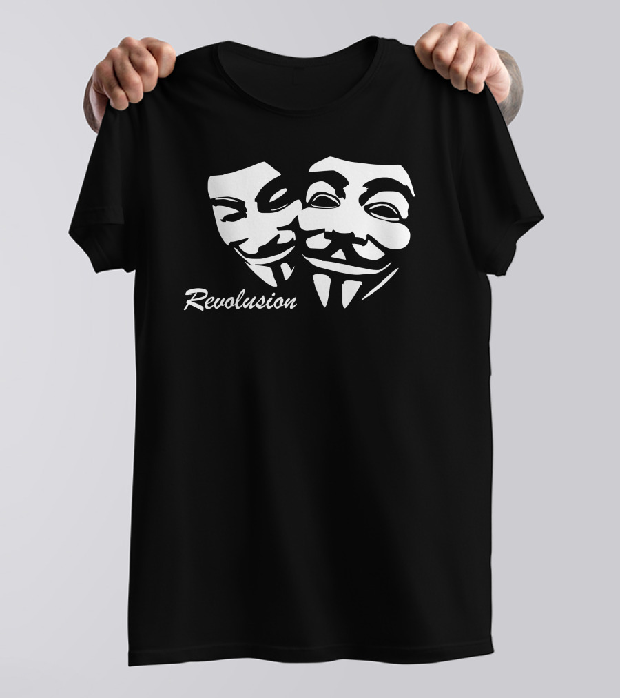 Revolution Anonymous Maske V Wie Vendetta Fun Guy Fawkes Double Face T-Shirt