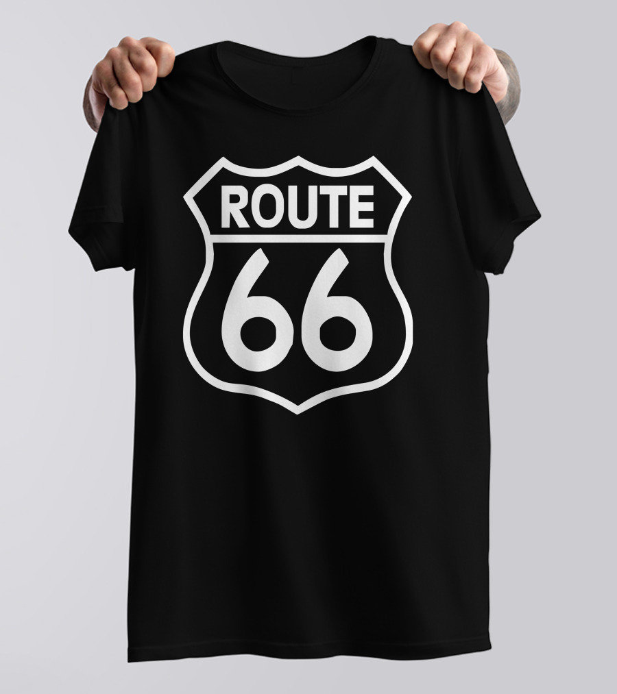 Route 66 Stampa Bianca Strada America Sport Iconic Road Sign T-Shirt