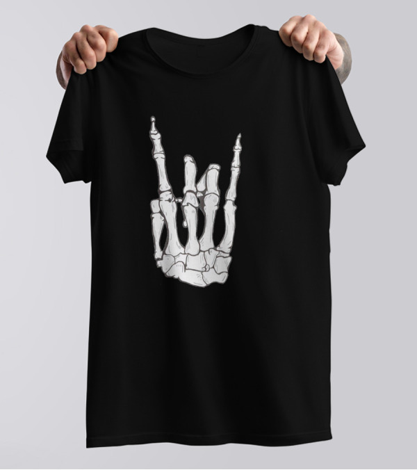 Rock Skeleton Hand Gesture T-Shirt