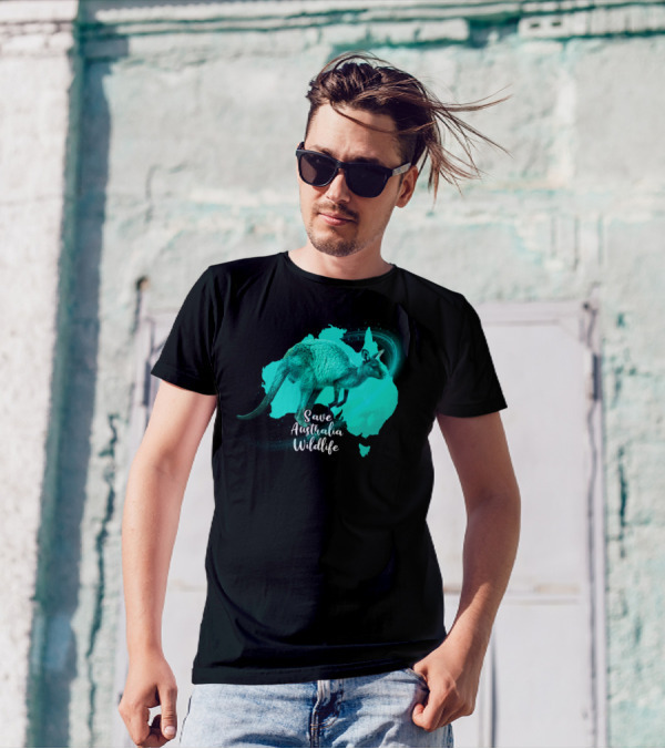 Save Australia Wildlife Kangaroo Map T-Shirt