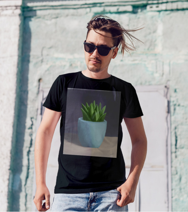 Signature Green Plant In Blue Pot T-Shirt
