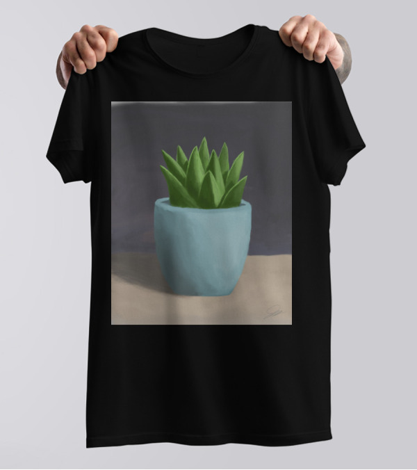 Signature Green Plant In Blue Pot T-Shirt