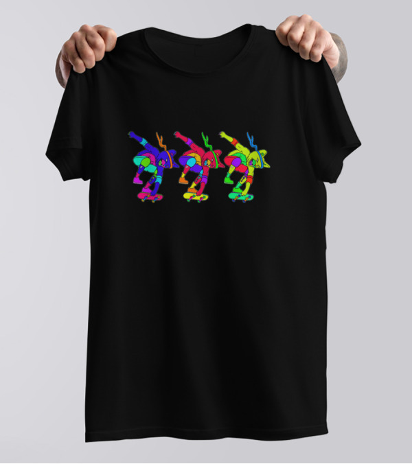 Skateboarding Cats In Neon Colors T-Shirt