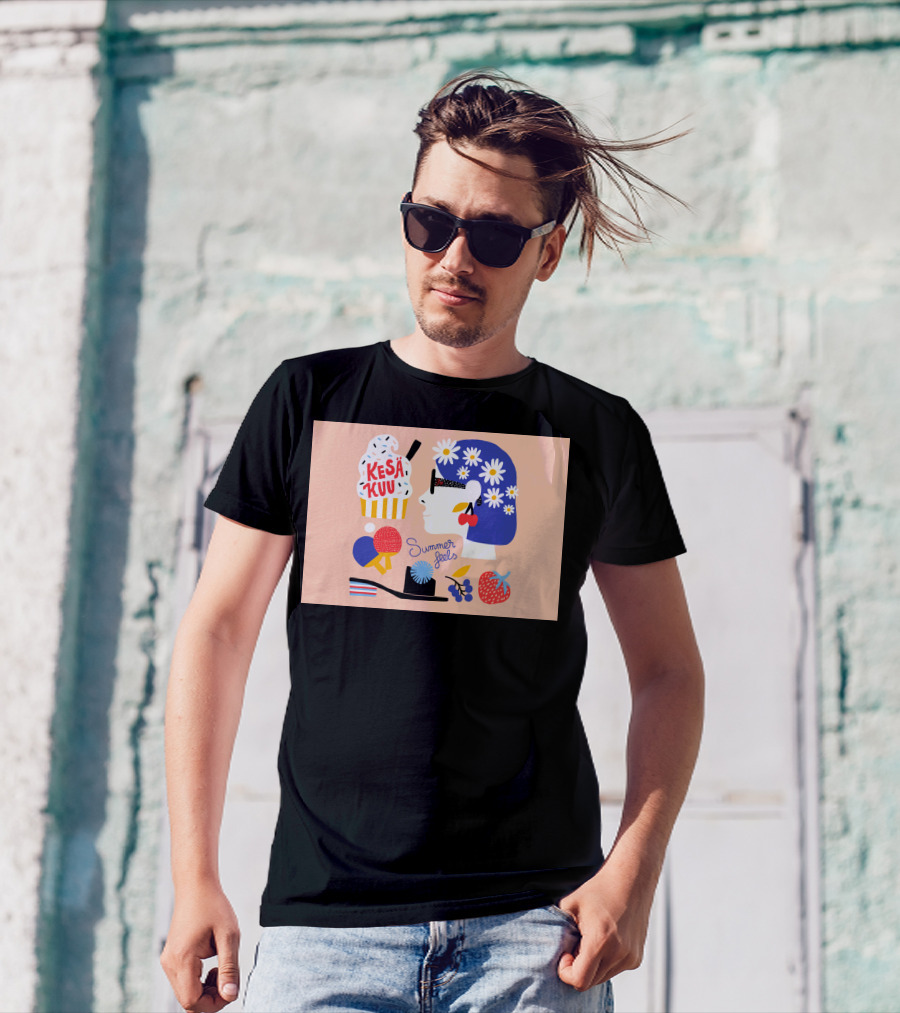 Kesäkuu Summer Feels Daisy Head Ice Cream Fun T-Shirt
