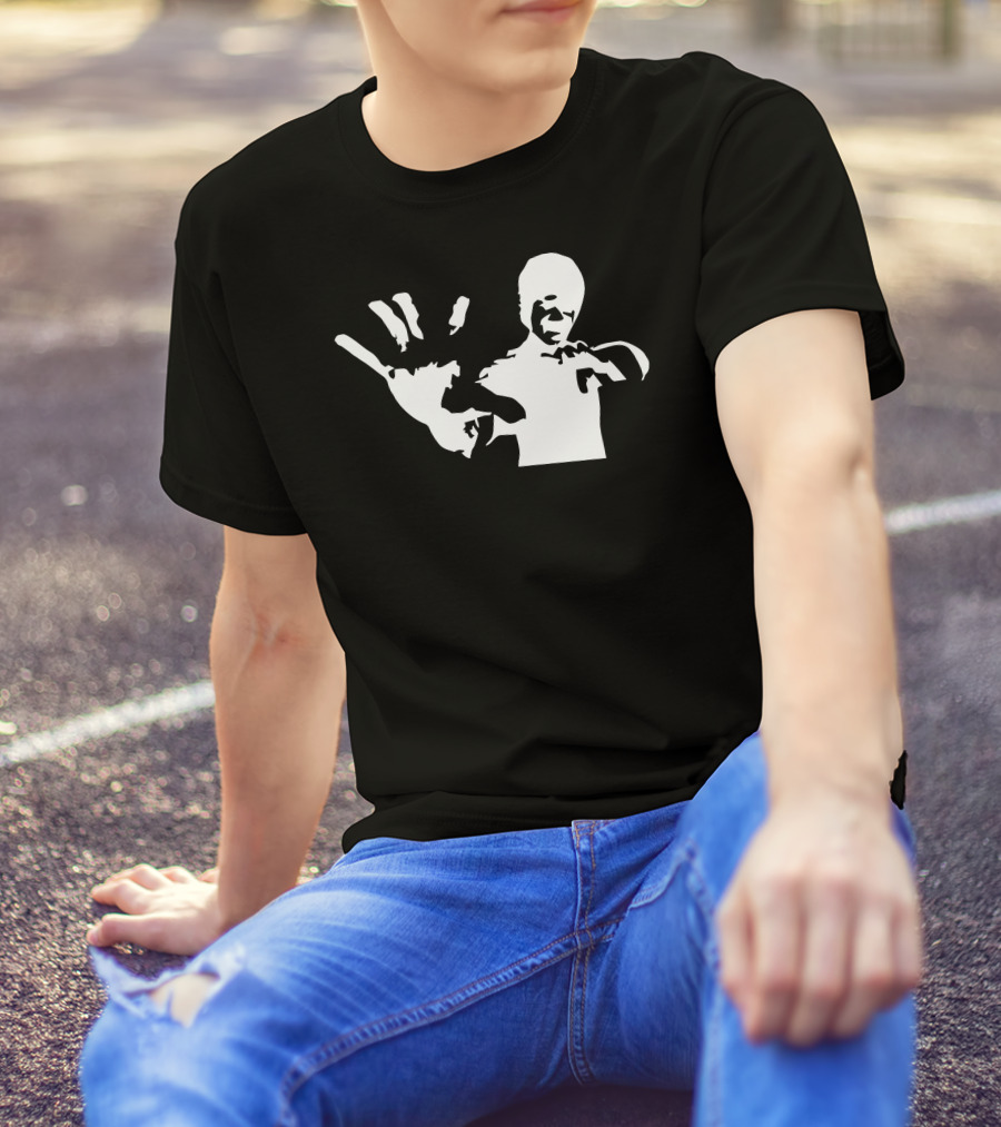 Bruce Lee Stencil Martial Arts Iconic Pose T-Shirt